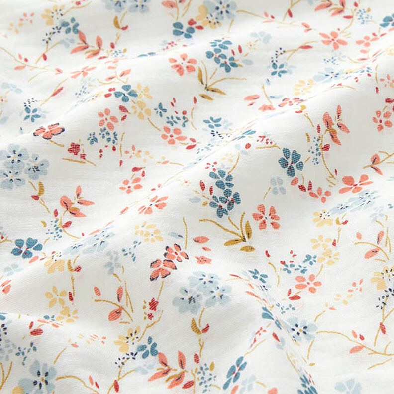 Mušelín / dvojitá mačkaná tkanina Romantické květinové úponky – bílá,  image number 2