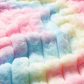 Hebký fleece žebrovaná duha – modrošedá/pink, 