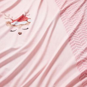 Bavlněný žerzej Spící třpytivý jelen Panel | Glitzerpüppi – rose/světle starorůžová, 