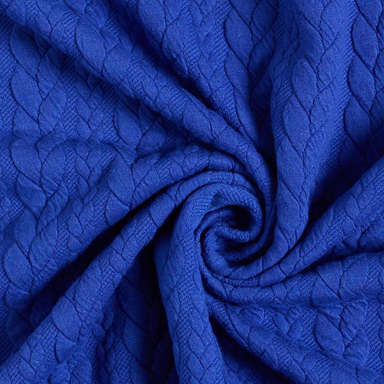Žerzejový žakár kloké Copánkový vzor – královská modr,  image number 3