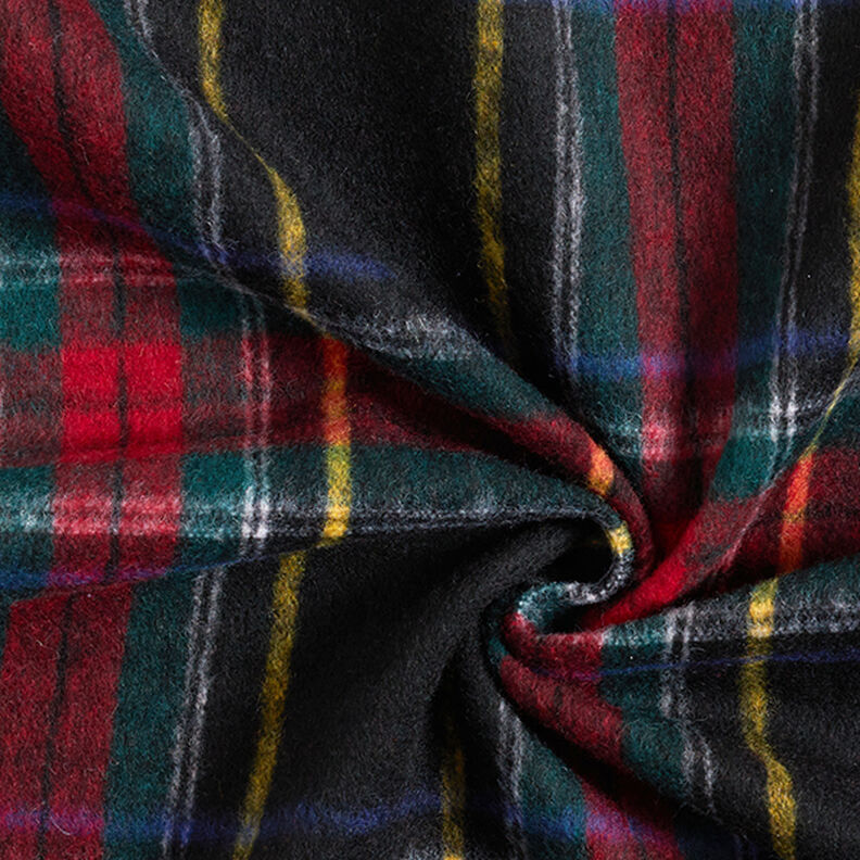 Kabátová látka s příměsí vlny skotská kostka – černá/červená,  image number 3