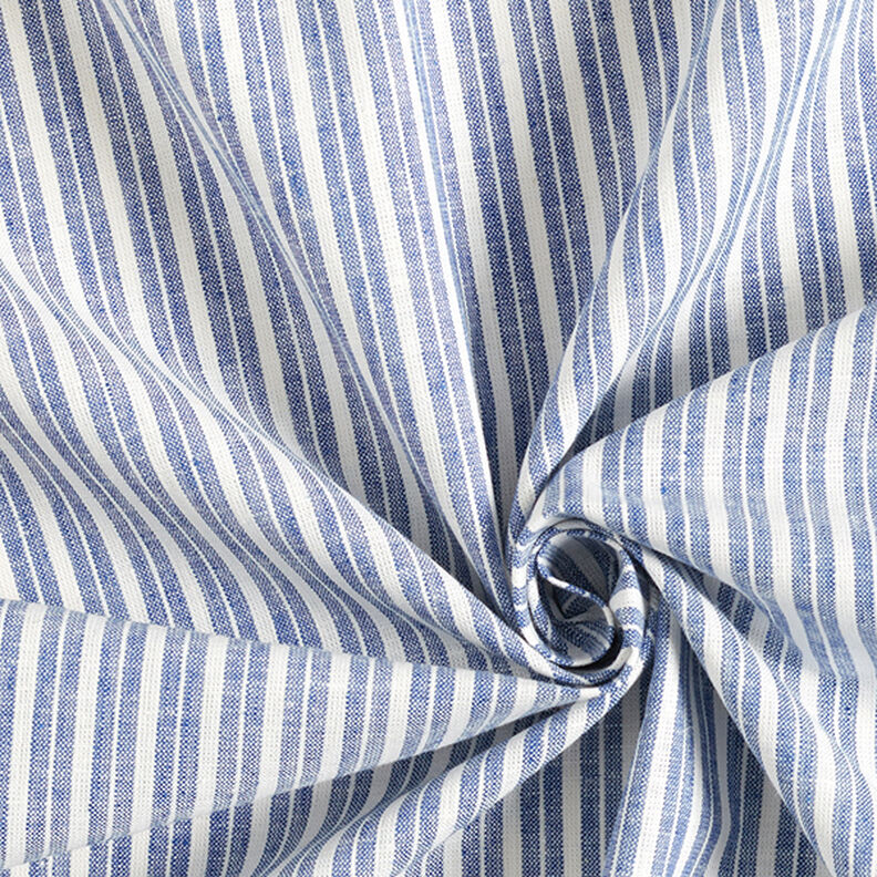 Směs lnu a bavlny proužek široký – džínově modrá/vlněná bílá,  image number 3