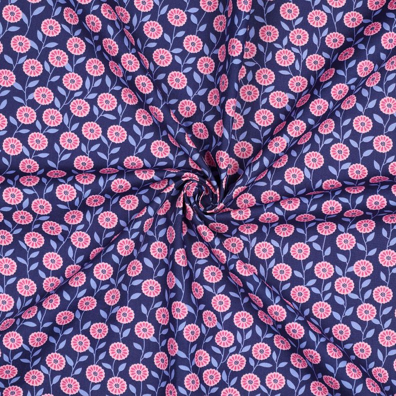 Bavlněný popelín Letní květiny | Poppy Fabrics – růžová/indigová,  image number 3