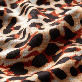 Viskózový žerzej Malý leopardí potisk – terracotta/meruňková, 