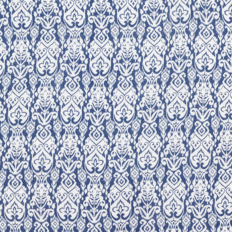 Mušelín / dvojitá mačkaná tkanina Tradiční vzor – bílá/indigová,  image number 1
