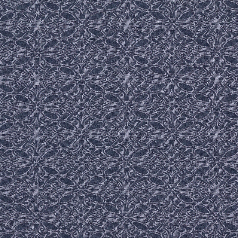 Strečový žakár ornamenty – džínově modrá,  image number 1