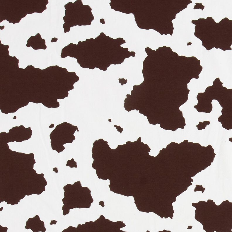Bavlněný žerzej s kravskými skvrnami – vlněná bílá/hnědá,  image number 2