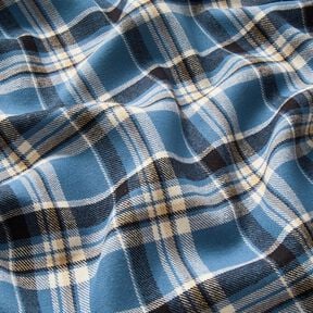 Bavlněný flanel Kostka – džínově modrá/černá, 