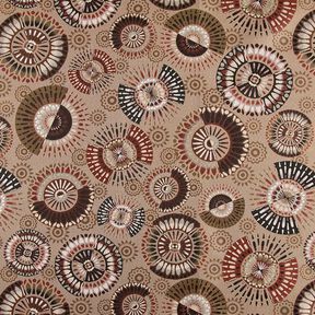 Dekorační látka Žakár Elegantní mandala – tmavá taupe/burgundská červená, 