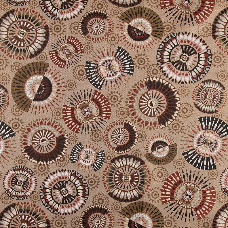 Dekorační látka Žakár Elegantní mandala – tmavá taupe/burgundská červená,  image number 1