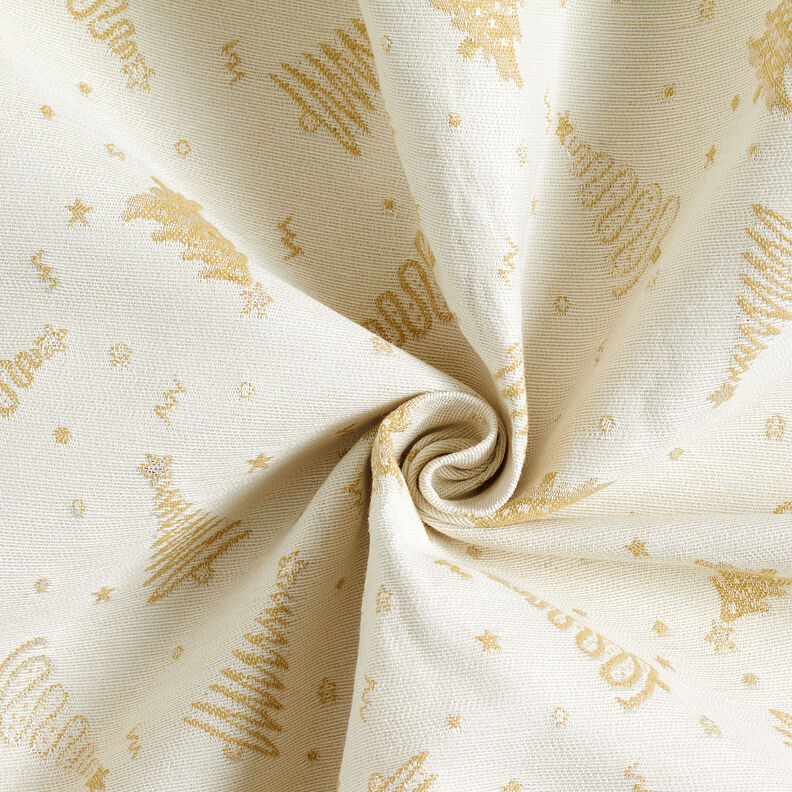 Dekorační látka Žakár Lurex Stromečky – světle béžová/zlatá, image number 3