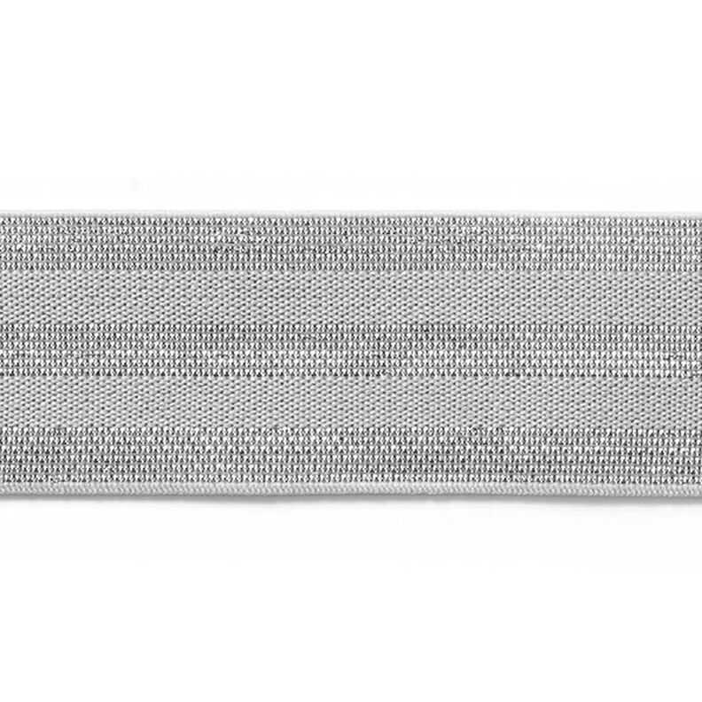 Proužkovaná gumová stuha [40 mm] – světle šedá/stříbrná,  image number 1