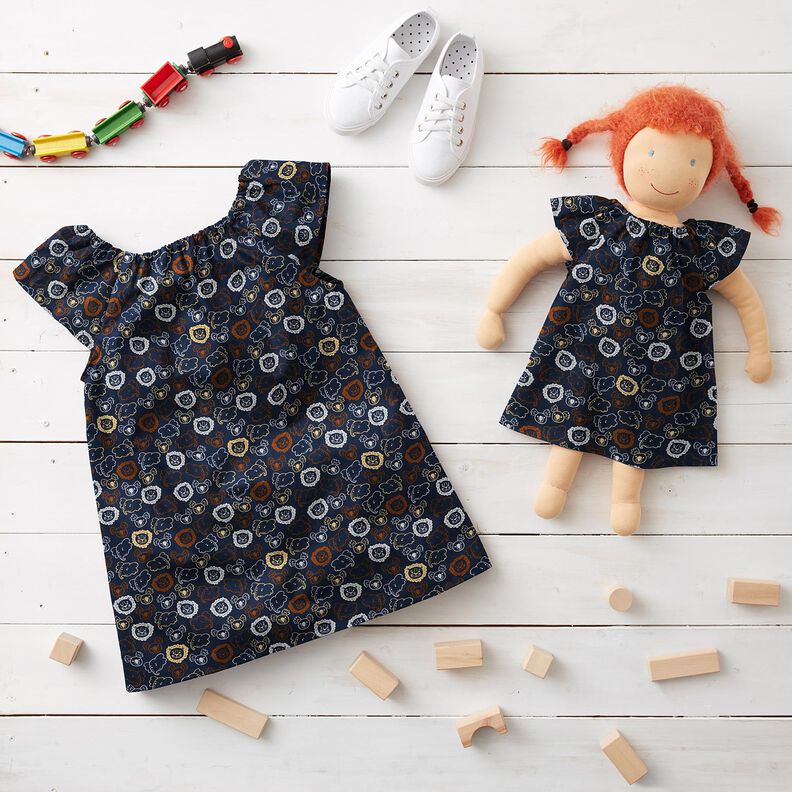 Bavlněný popelín Zvířecí obličeje | Poppy Fabrics – modrošedá,  image number 6
