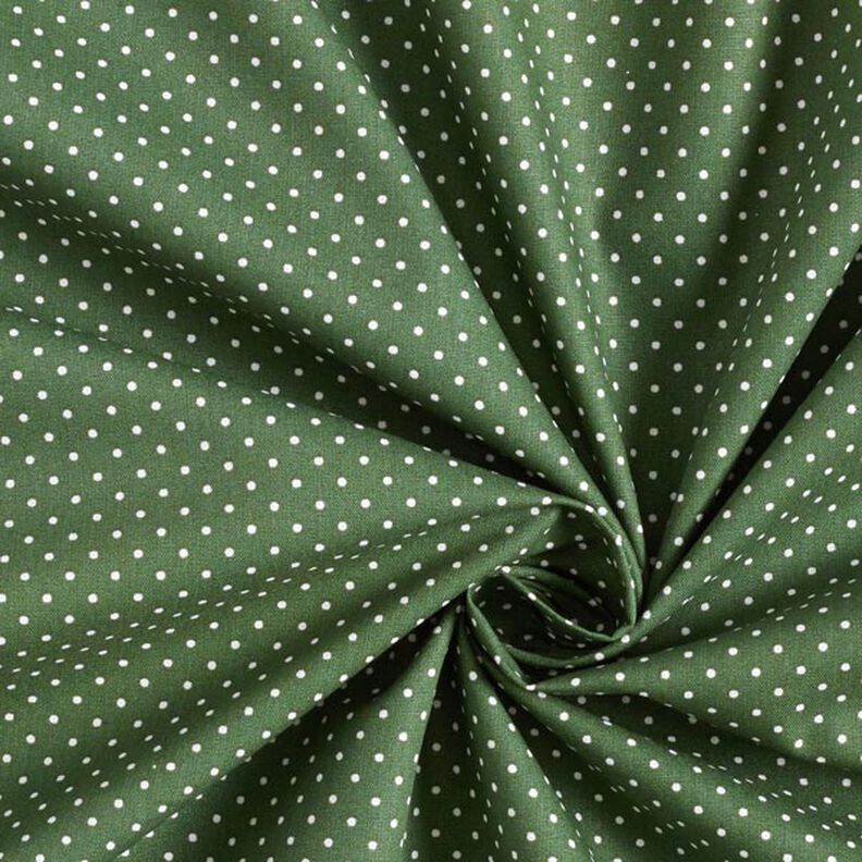 Bavlněný popelín Malé puntíky – tmavě zelená/bílá,  image number 5