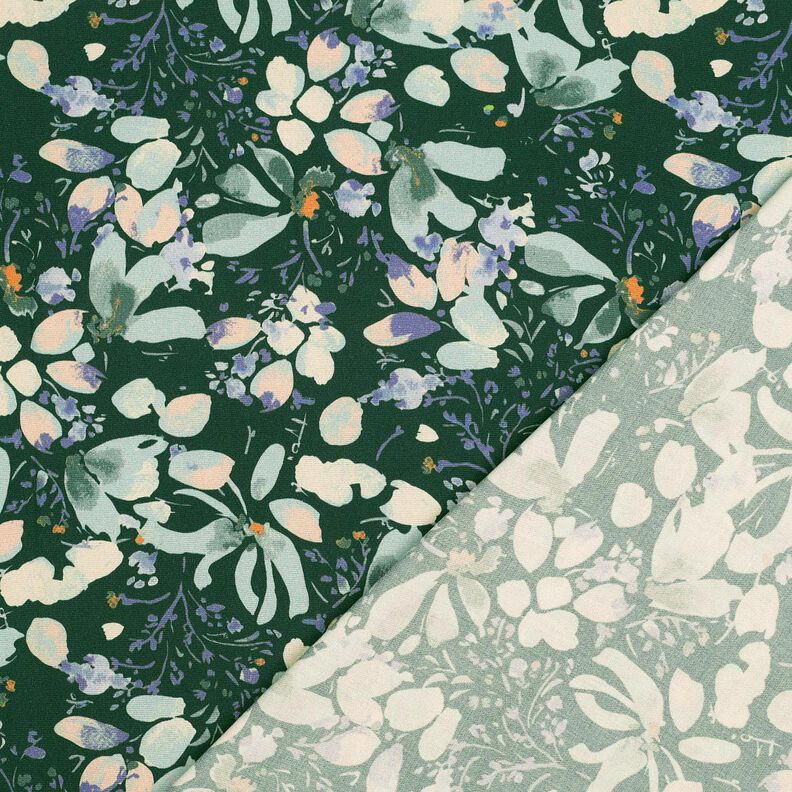 Viskózová tkanina Digitální tisk jarních květů – tmavě zelená/světle mátová,  image number 4