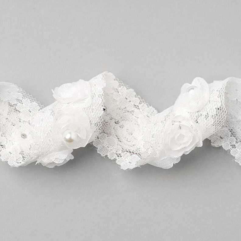 Květovaný prýmek [30 mm] - bílá,  image number 2
