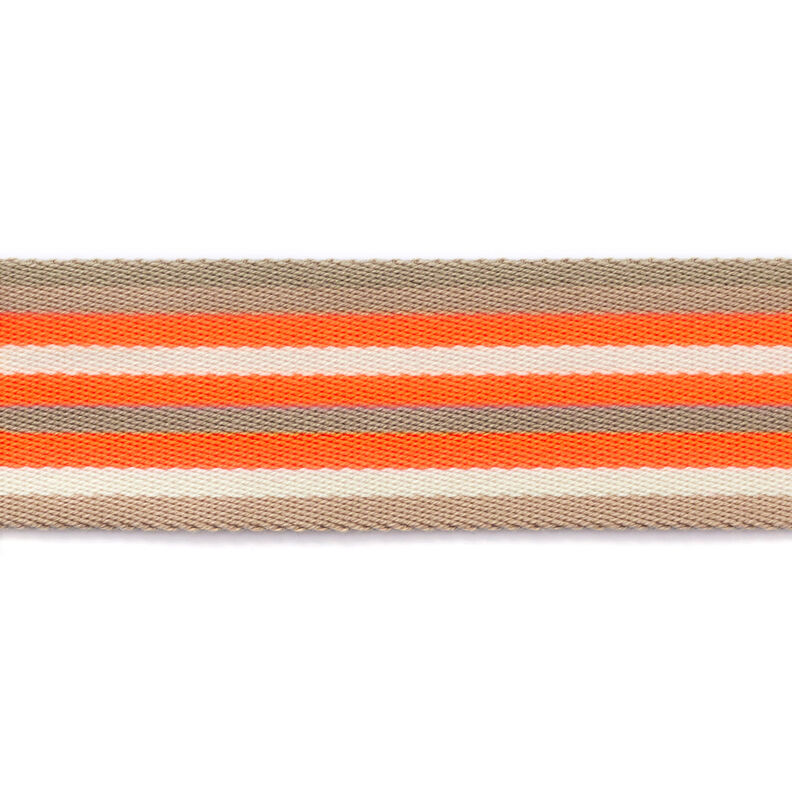 Popruh na tašku či kabelku neonový [ 40 mm ] – zářivě oranžová/béžová,  image number 3