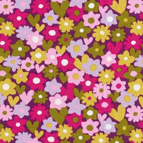 Bavlněný žerzej barevné květiny | Poppy Fabrics – hroznová, 