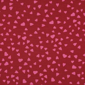 Letní teplákovina Srdíčka | Poppy Fabrics – tmavě červená/pink, 