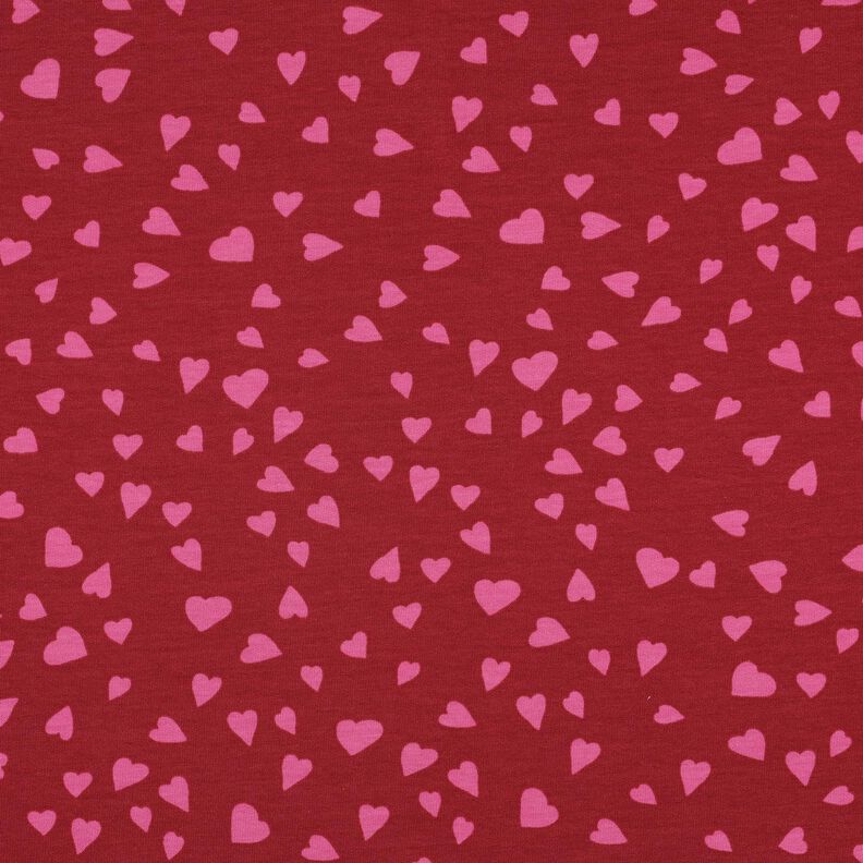 Letní teplákovina Srdíčka | Poppy Fabrics – tmavě červená/pink,  image number 1