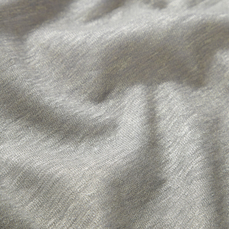 Lněný žerzej třpytivý melanž – sloní šedá/stříbrná,  image number 2