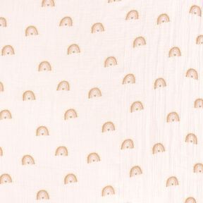 Mušelín / dvojitá mačkaná tkanina Akvarelové duhy digitální potisk – slonová kost, 