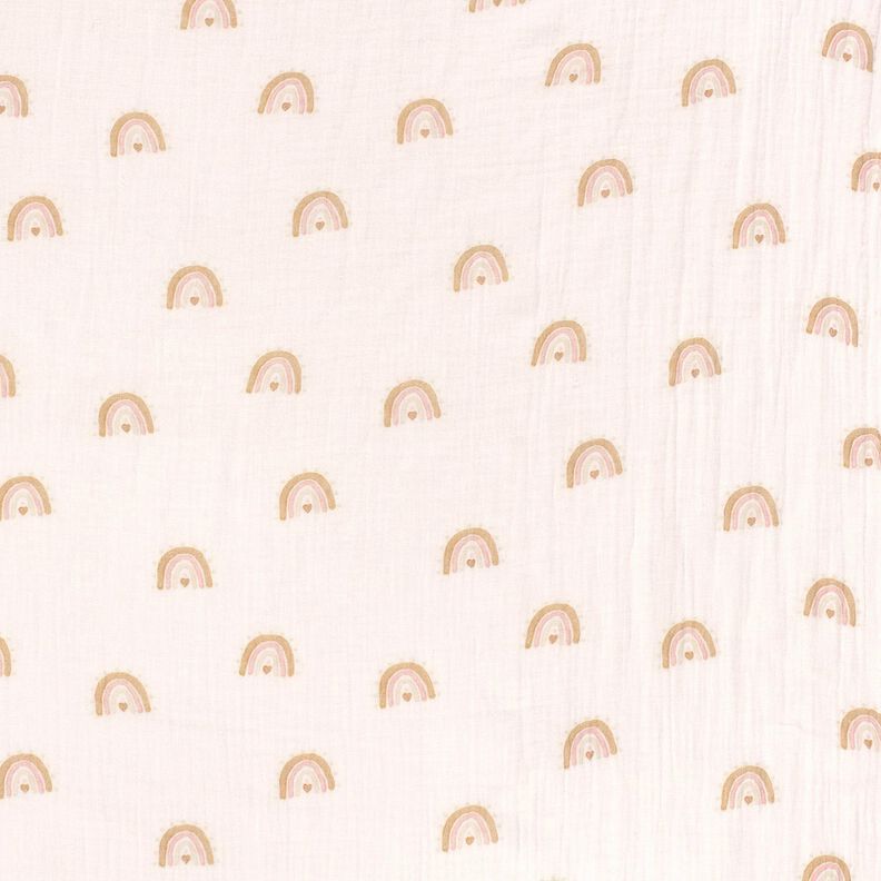 Mušelín / dvojitá mačkaná tkanina Akvarelové duhy digitální potisk – slonová kost,  image number 1