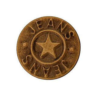 Džínový patentní knoflík Hvězdička – starostaré zlato kovový, 