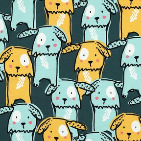 Bavlněný žerzej Psi s visícími ušima | Poppy Fabrics – tmavě zelená, 