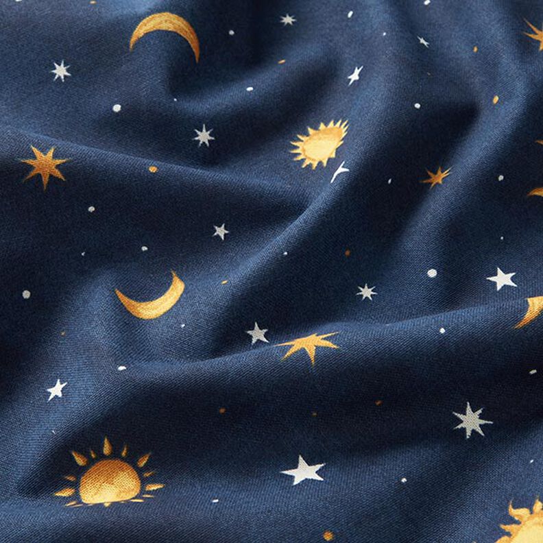 Dekorační látka Noční obloha svítící ve tmě – zlatá/namornicka modr,  image number 12