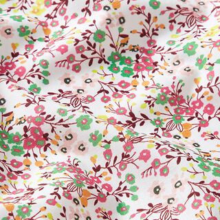 Bavlněný batist Květinová louka – bílá/pink, 