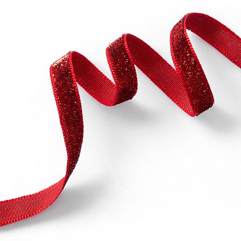 Sametová stužka Metalický [10 mm] – karmínově červená,  image number 1