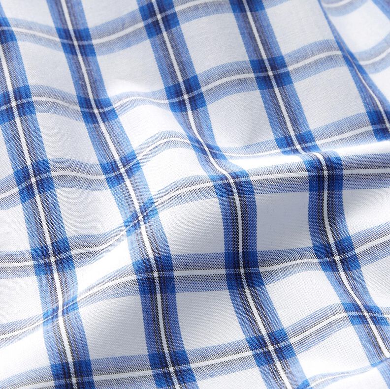 Bavlněná košilová tkanina kostkovaná – bílá/modrá, image number 2