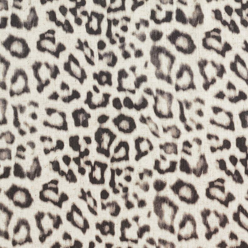 Směs vizkózy a lnu Digitální tisk potisk leoparda – mandlová/černá,  image number 1