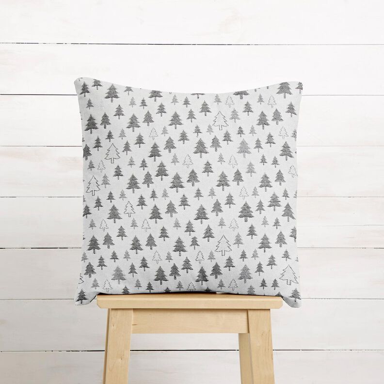 Dekorační látka Žakár Třpytivé jedle – antracitová/stříbrná,  image number 6