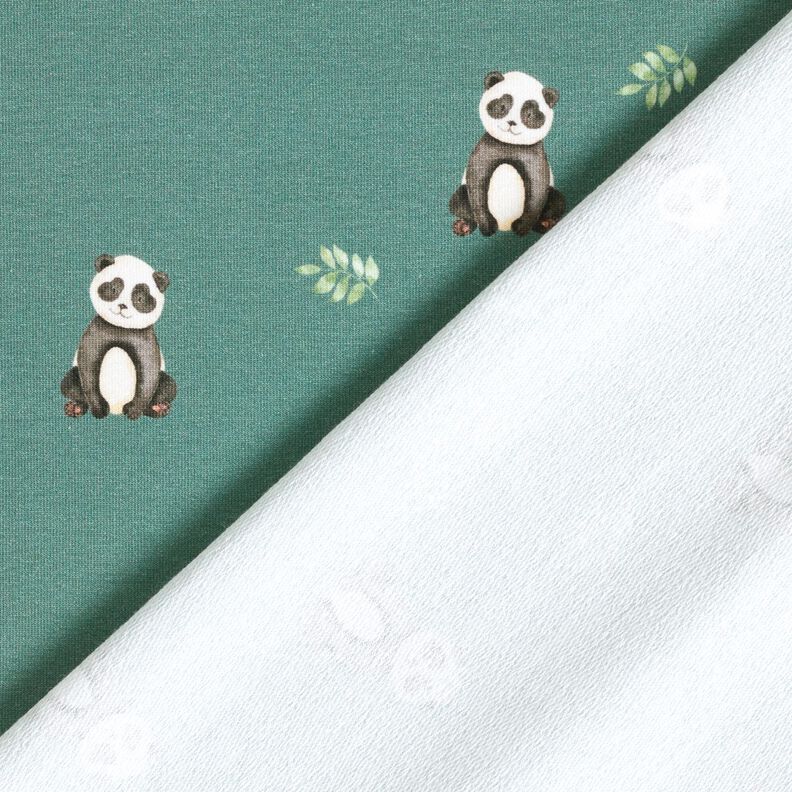 GOTS Francouzské froté letní teplákovina Panda digitální potisk – rákosove zelená,  image number 4