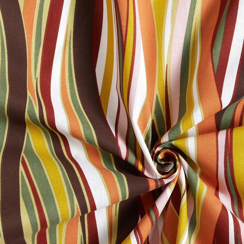 Bavlněn&aacute; l&aacute;tka Kreton Zakřiven&eacute; pruhy &ndash; b&iacute;l&aacute;/světle oranžov&aacute;,  image number 3