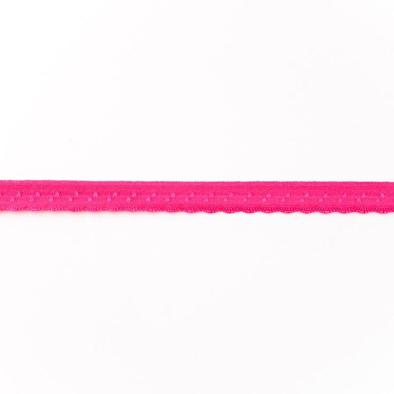 Elastická lemovací stuha Krajka [12 mm] – výrazná jasně růžová,  image number 1