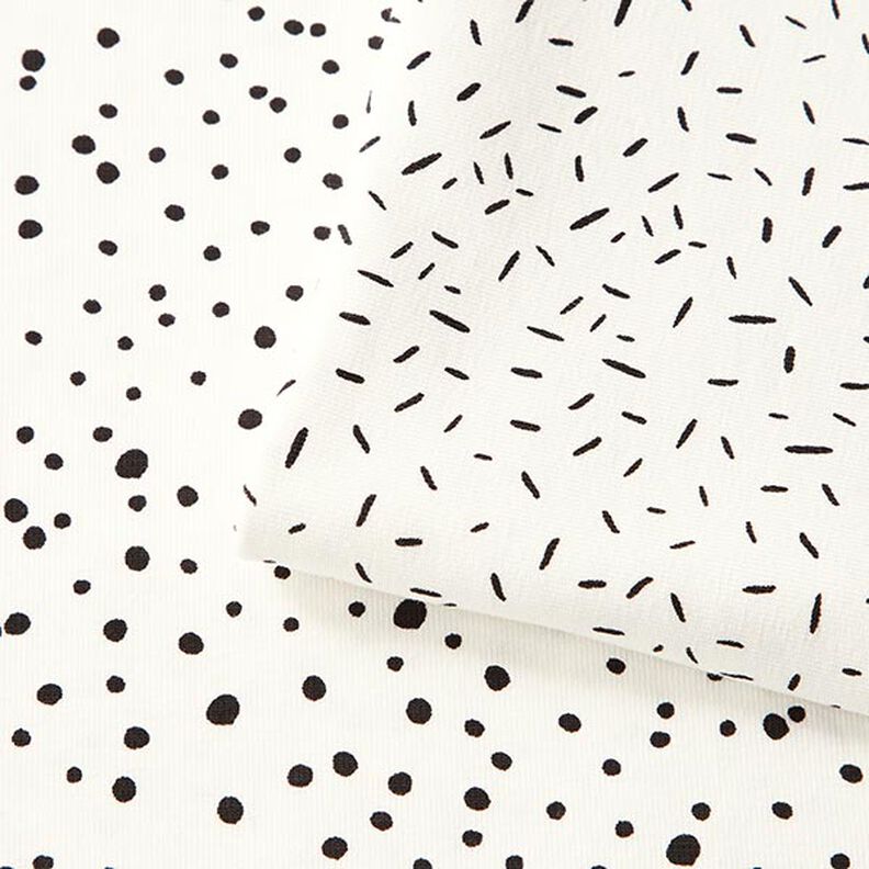 Bavlněný žerzej Nepravidelné puntíky – bílá,  image number 6