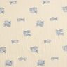 Mušelín / dvojitá mačkaná tkanina vyšívané ryby | Poppy Fabrics – vlněná bílá/královská modr,  thumbnail number 1