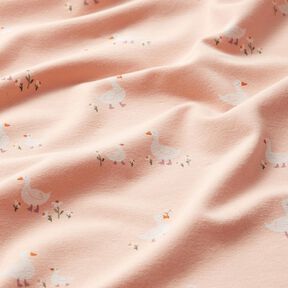 Bavlněný žerzej Husy a květiny – rose, 