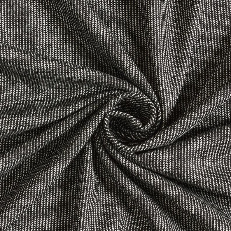 Kalhotová látka s vlněnou směsí a melanžovými pruhy – černá/bílá, image number 1