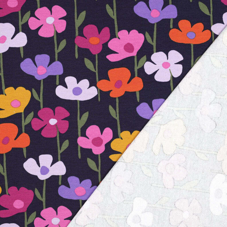 Francouzské froté letní teplákovina Barevné květiny | Poppy Fabrics – namornicka modr,  image number 4