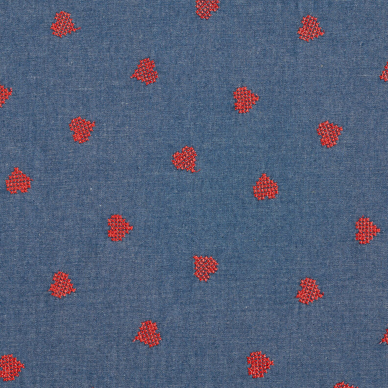Šambré Srdíčka křížkovým stehem – džínově modrá,  image number 1