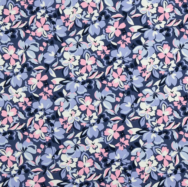 Letní teplákovina Velké květiny | Poppy Fabrics – džínově modrá,  image number 1