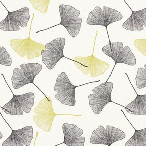 Bavlněný žerzej Listy ginkgo – vlněná bílá/zelenkavá, 