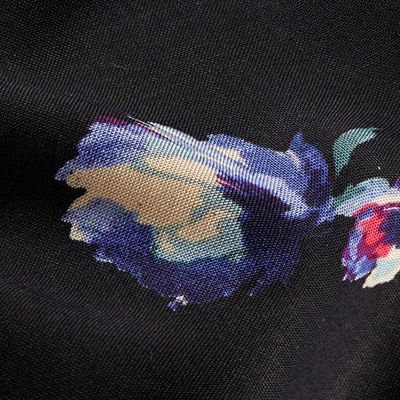 Viskózová tkanina s květinovou malbou – černá,  image number 2