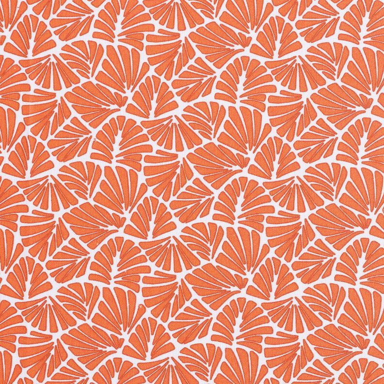Povrstvená bavlna Abstraktní mini listy – oranžová/bílá, image number 1