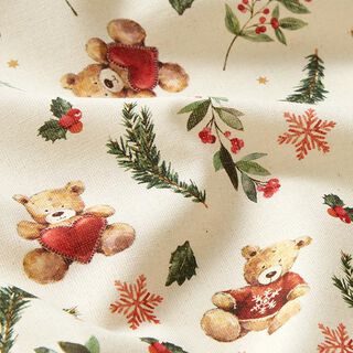 Bavlněná látka Kreton Vánoční medvědi – světle béžová, 