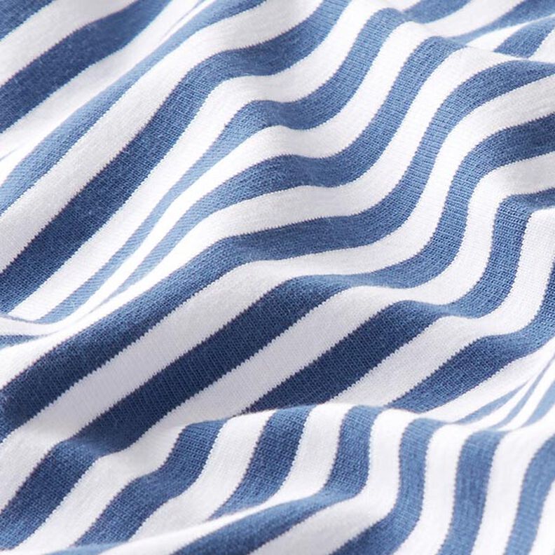 Bavlněný žerzej úzké proužky – džínově modrá/bílá,  image number 2